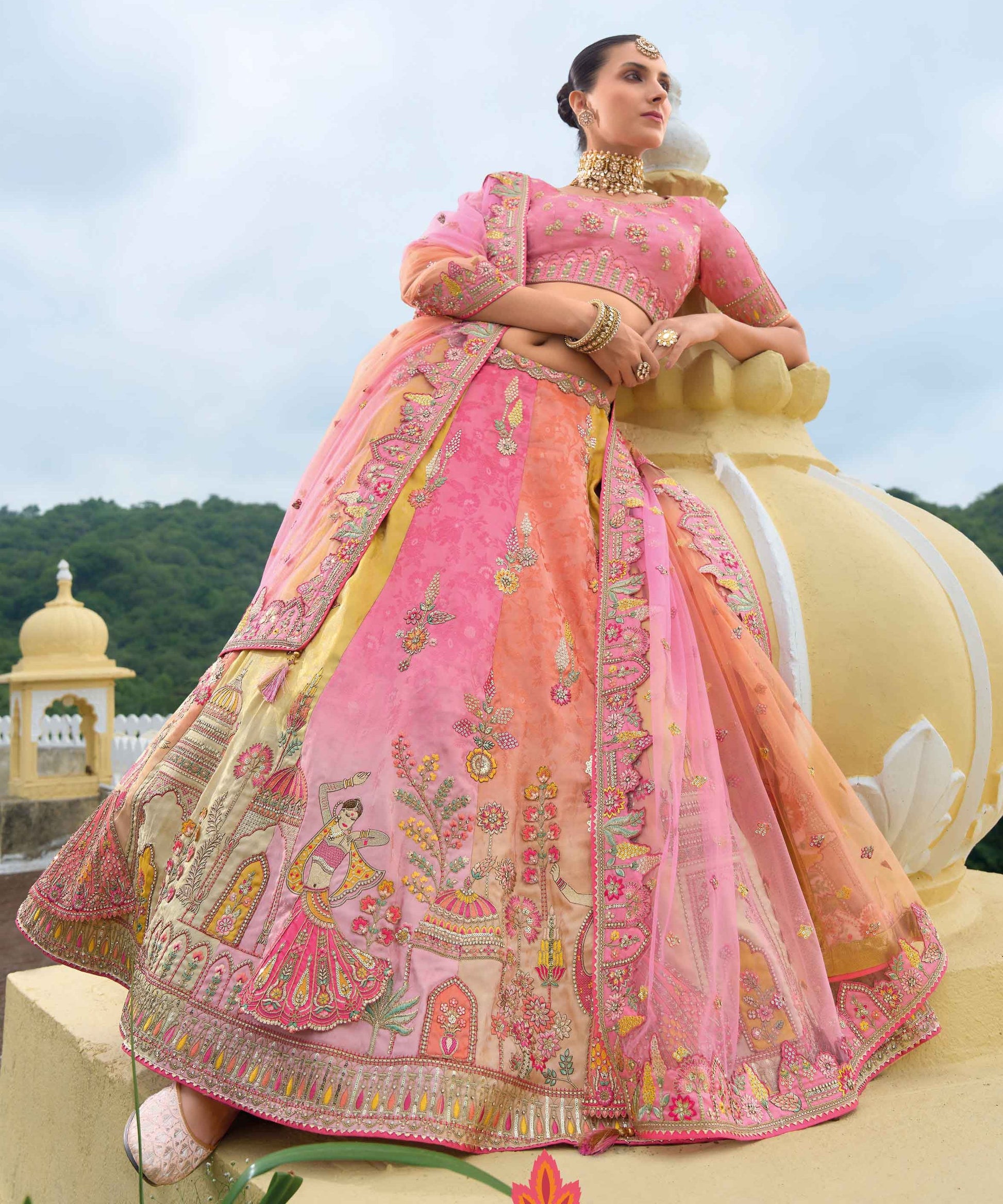 "Lehengas made for Indian functions across the USA." 