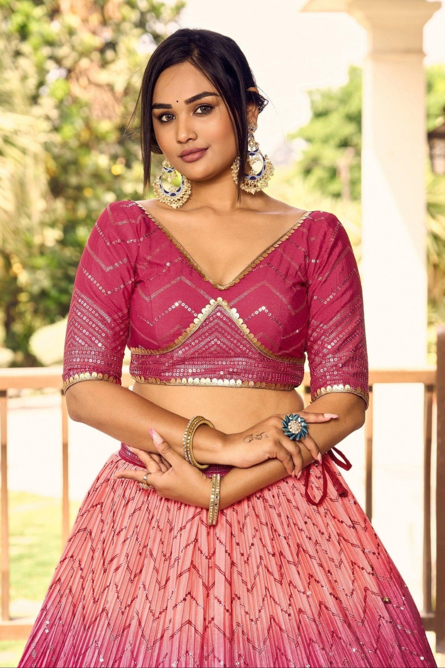 "Desi lehengas for American celebrations."