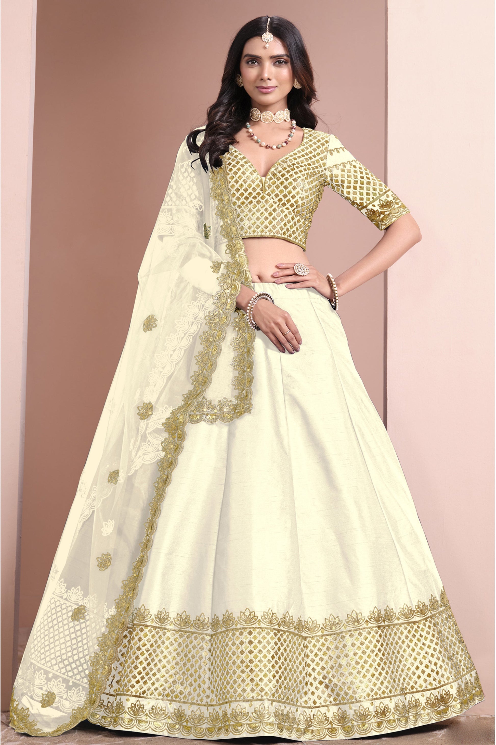 "Traditional lehengas for modern Indian Americans." 