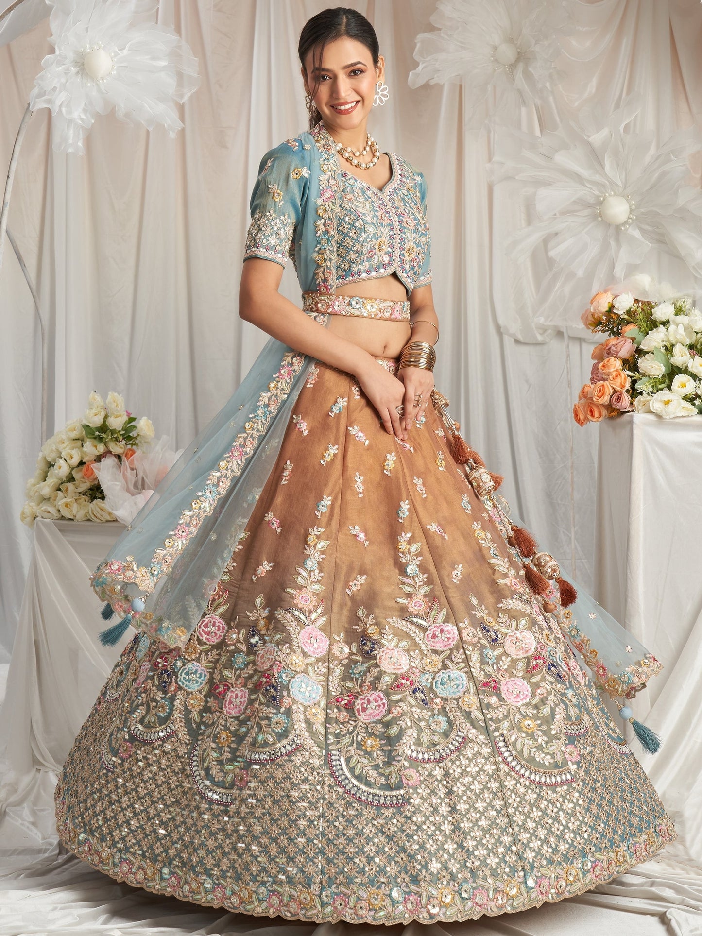 "Celebrate Indian roots in the U.S. with our lehengas."
