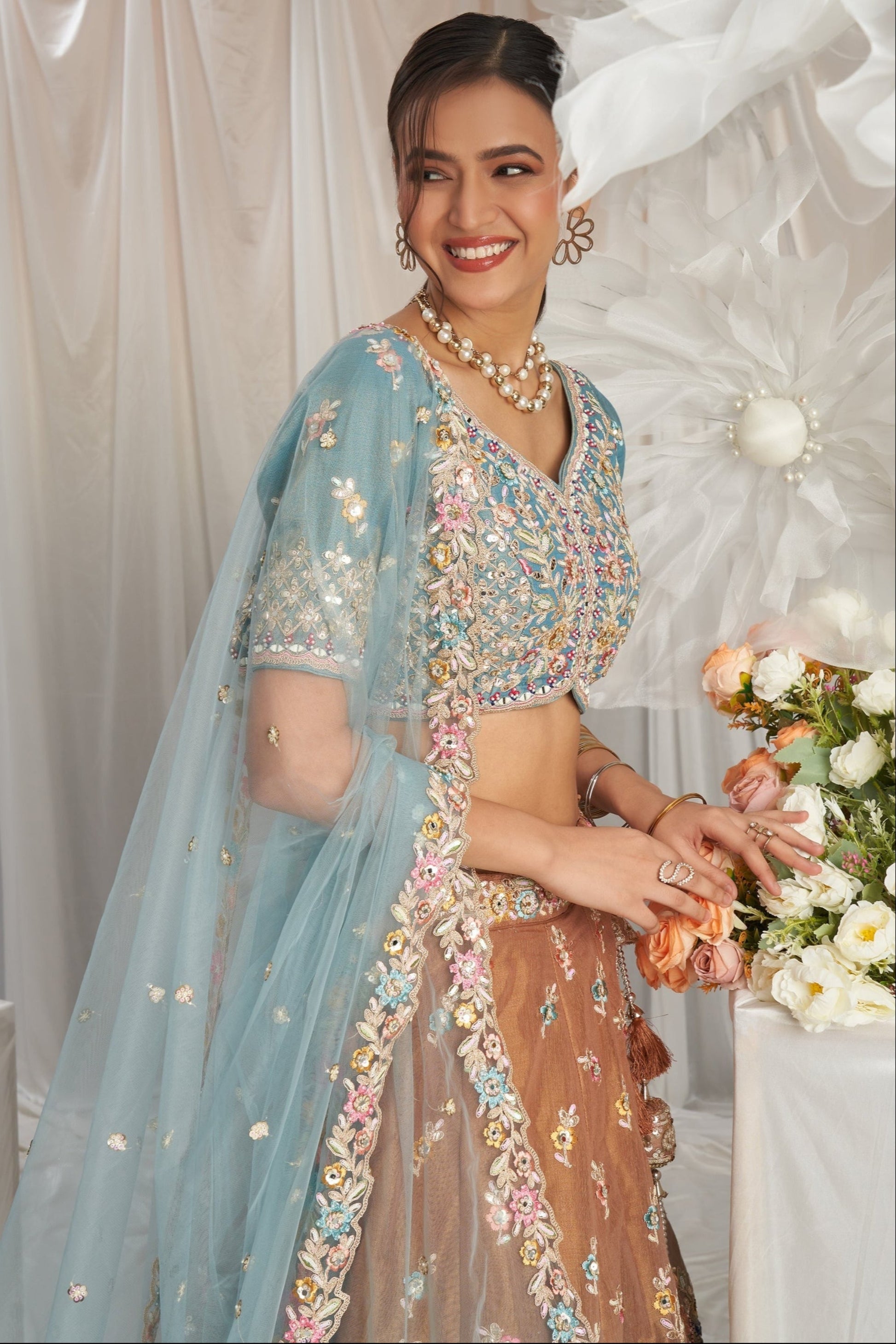 "Celebrate Indian roots in the U.S. with our lehengas."