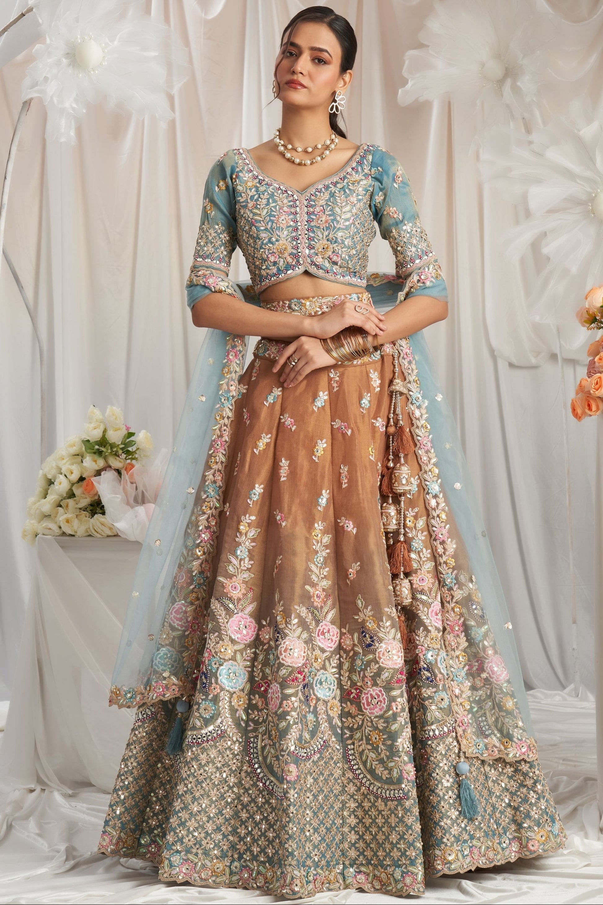 "Celebrate Indian roots in the U.S. with our lehengas."