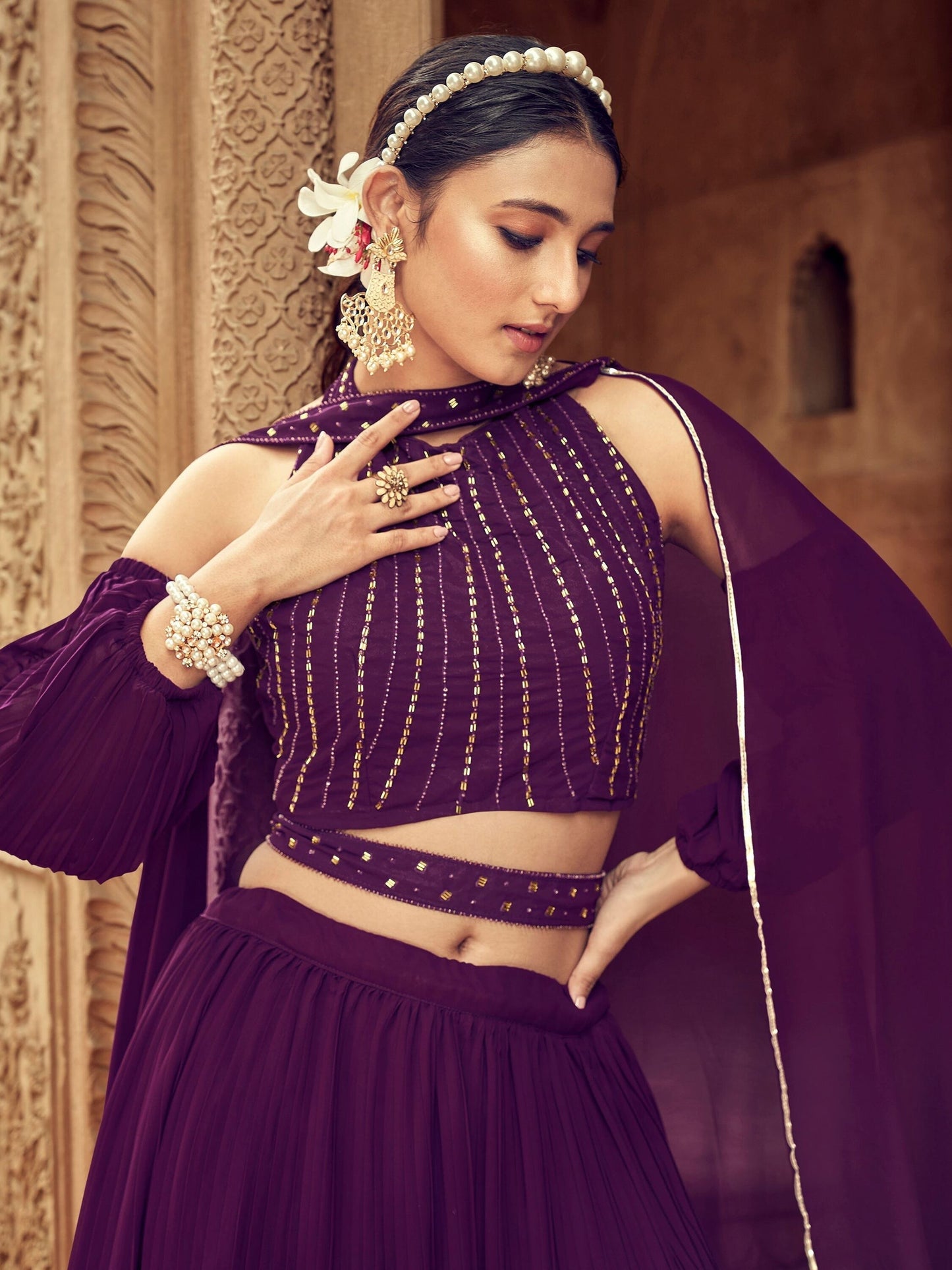 "Celebrate Indian roots in the U.S. with our lehengas."