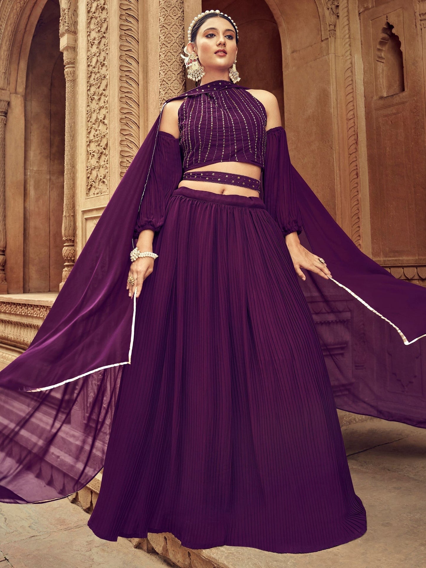 "Celebrate Indian roots in the U.S. with our lehengas."
