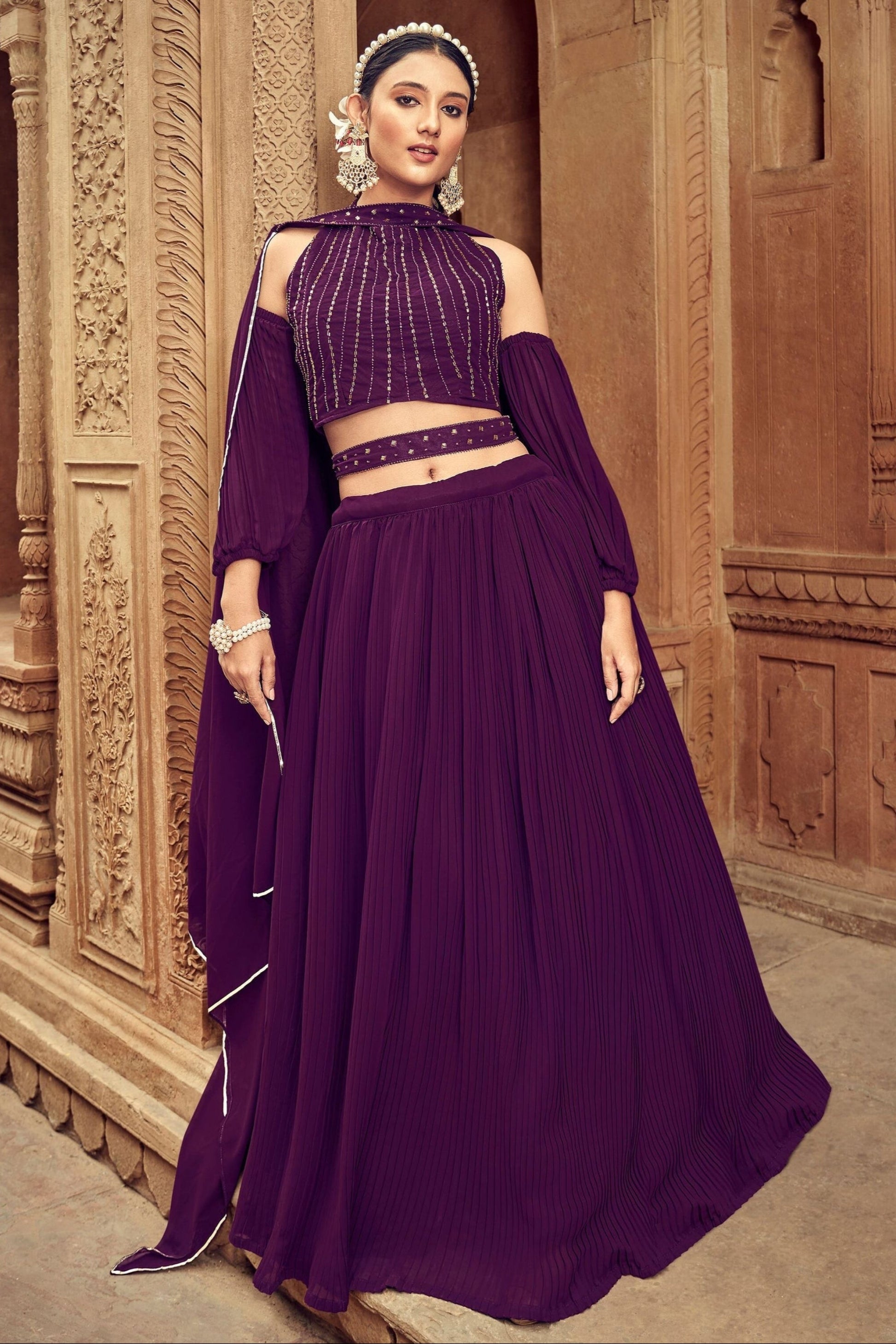 "Celebrate Indian roots in the U.S. with our lehengas."