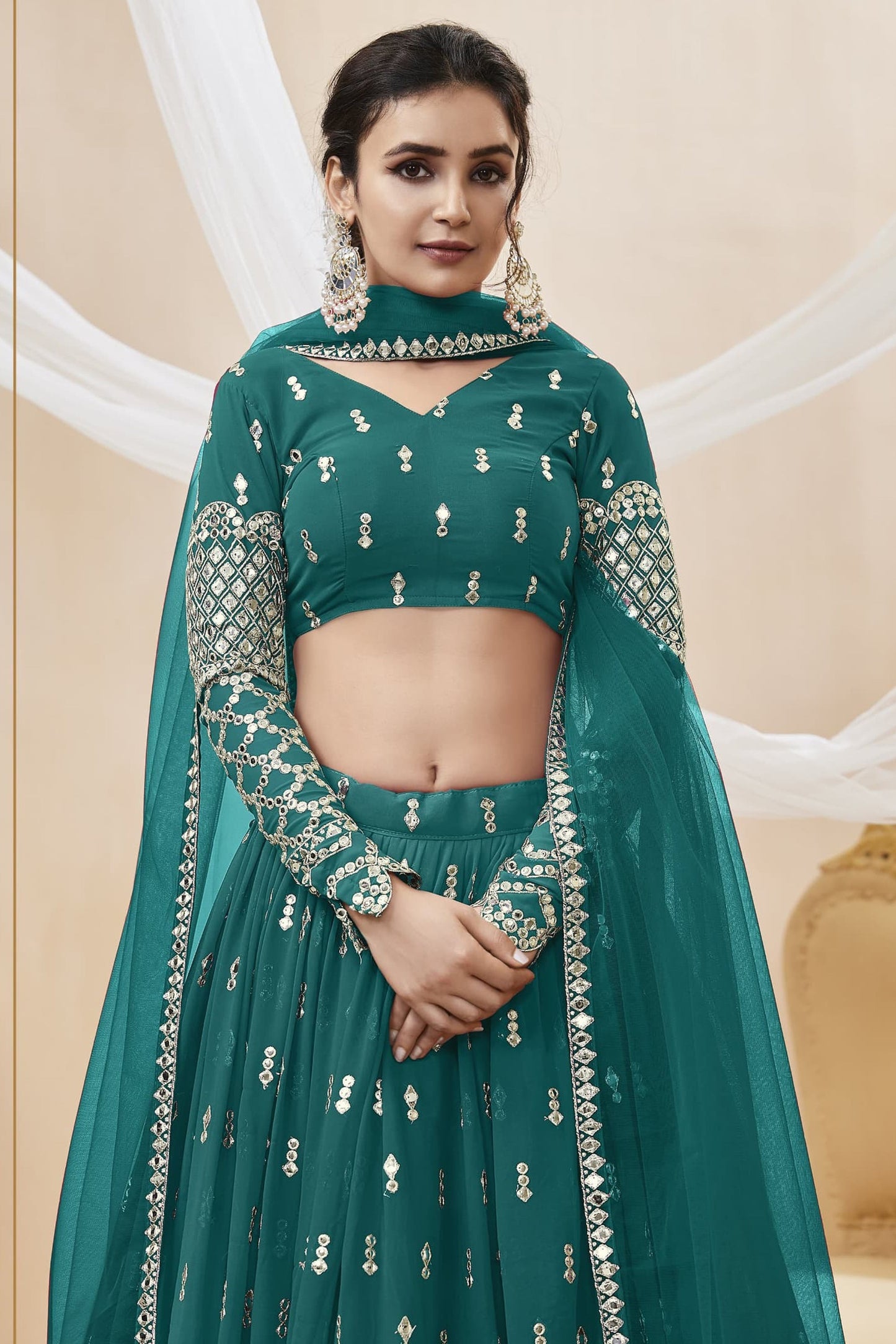 "Diwali party lehengas in the U.S." 