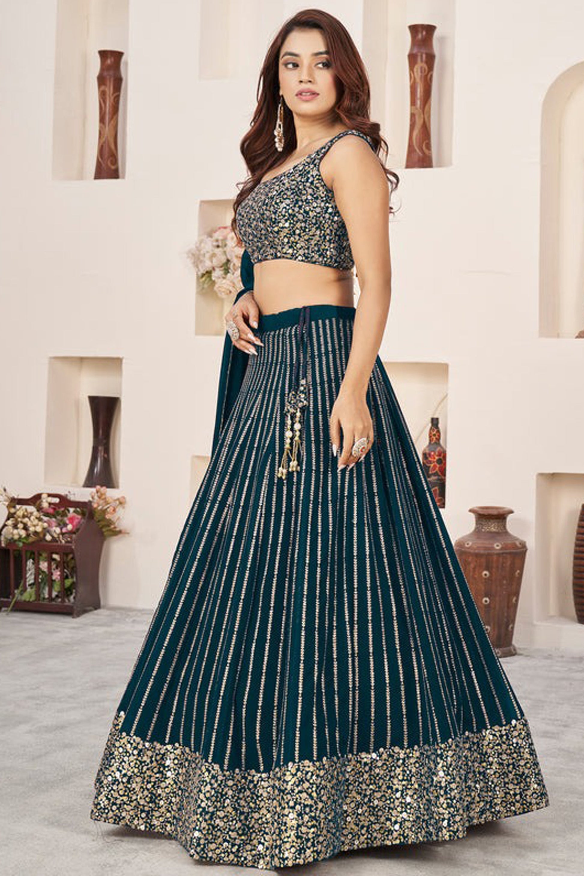 "Lehengas designed for Indian culture in the USA." 