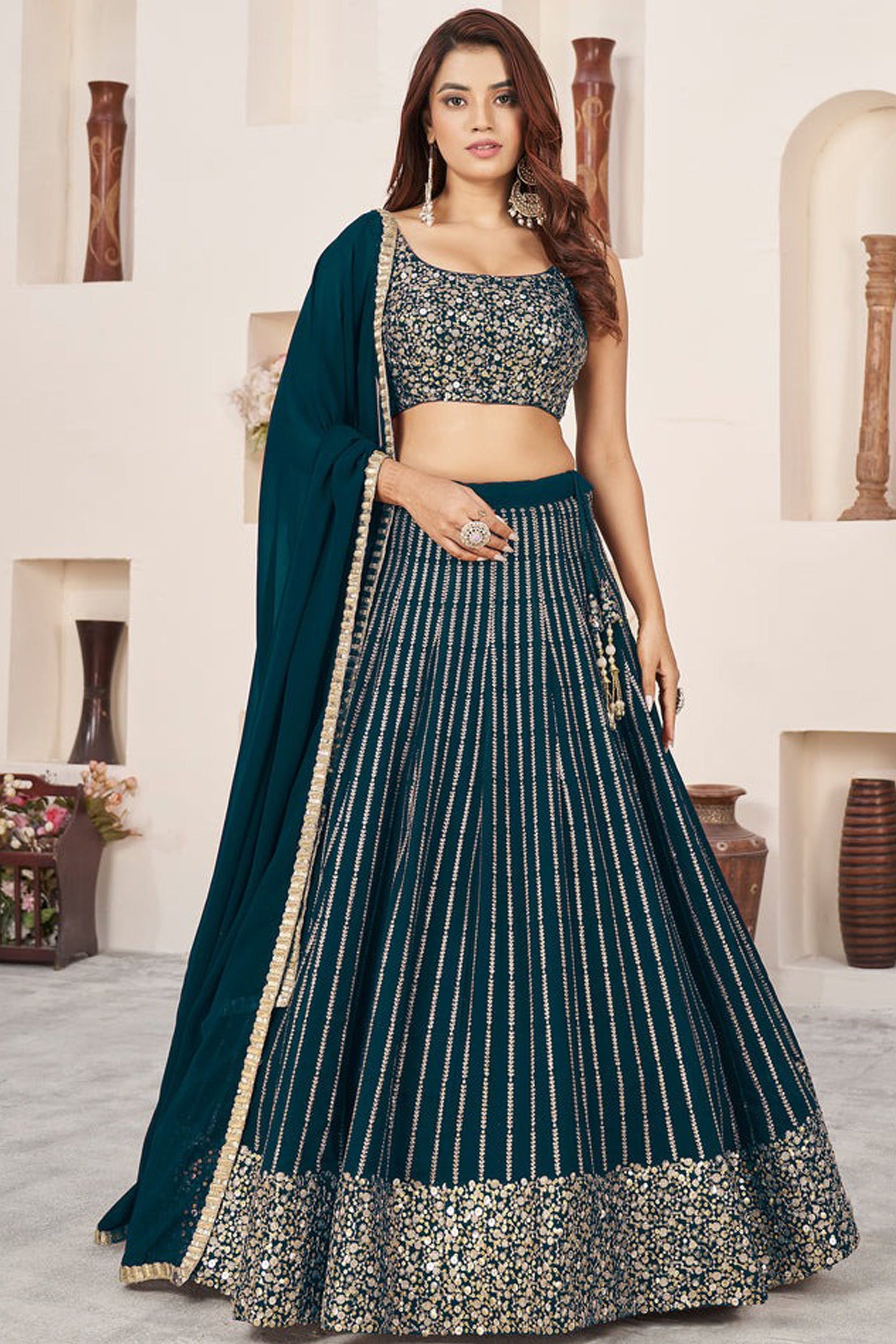 "Lehengas designed for Indian culture in the USA." 