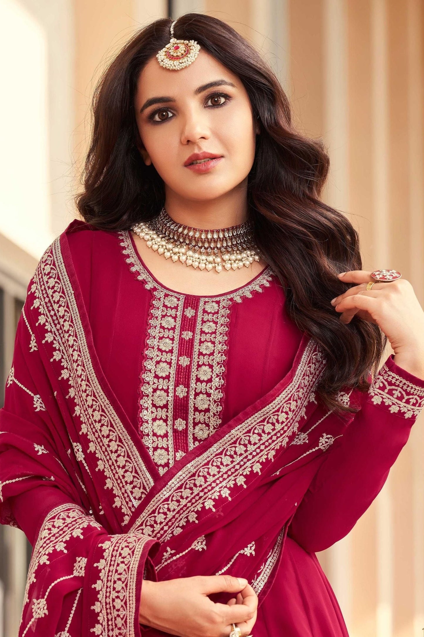 Real Georgette Beautiful Long Designer Anarkali Suits With Dupatta 