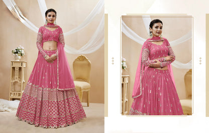 Wedding-Reception Style Pink Color Lehenga With Dupatta
