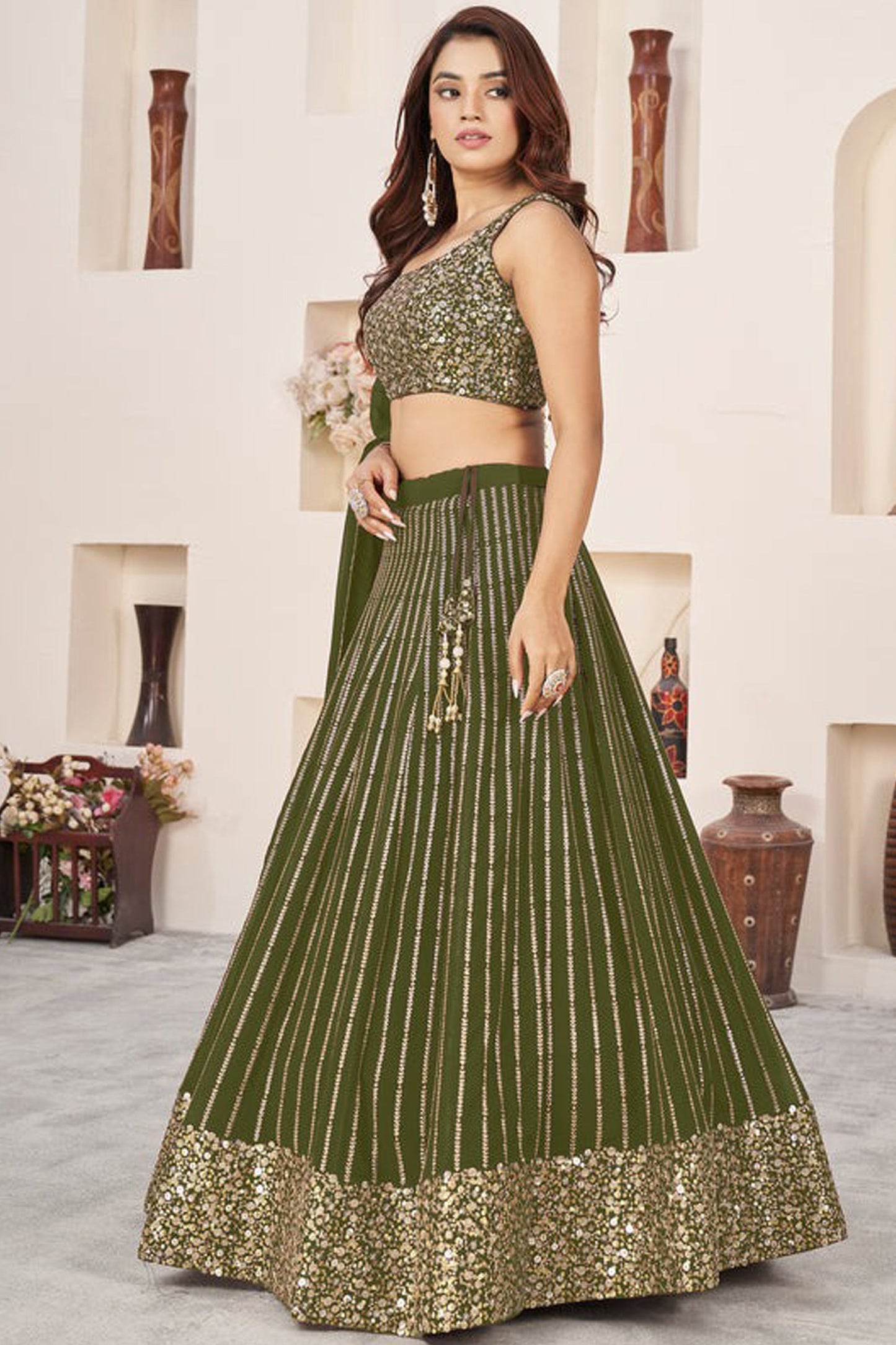 "Celebrate Indian roots in the U.S. with our lehengas." 