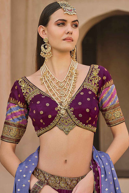 Purple festive lehenga choli with dupatta – designer Indian attire 