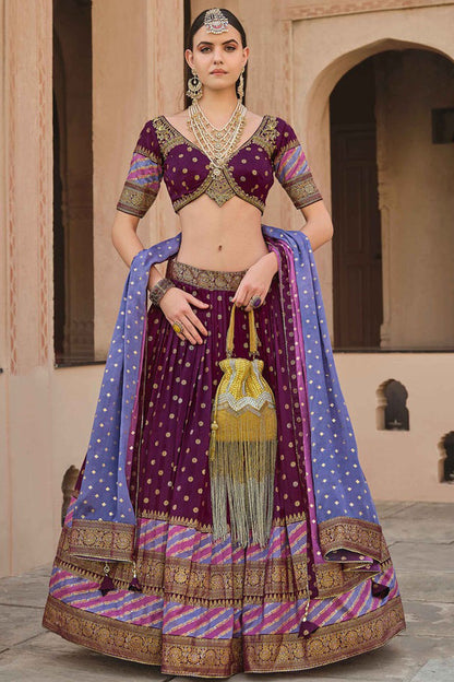 Designer purple lehenga choli with dupatta for party & festive wear 