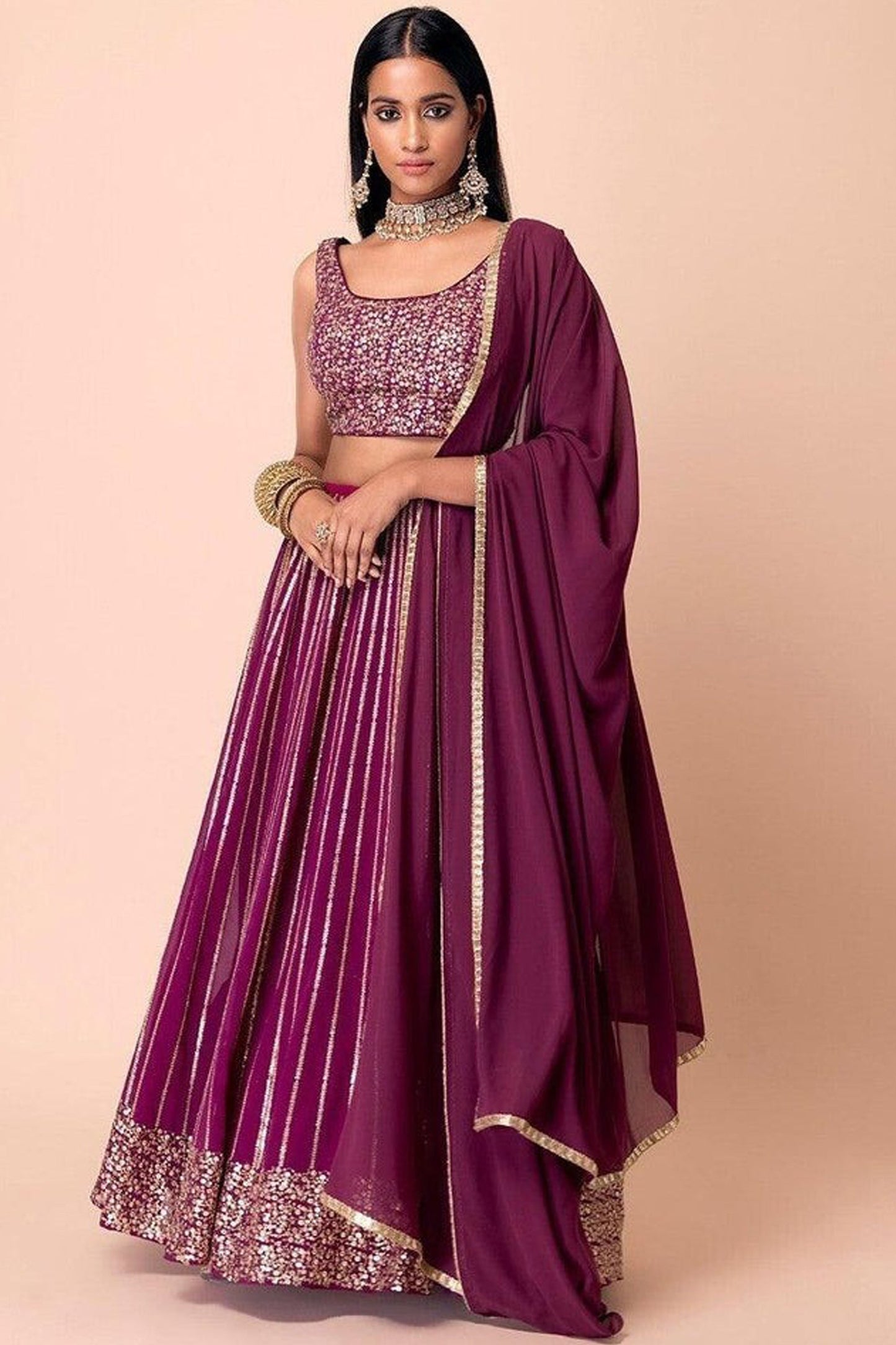 "Lehengas designed for Indian culture in the USA." 