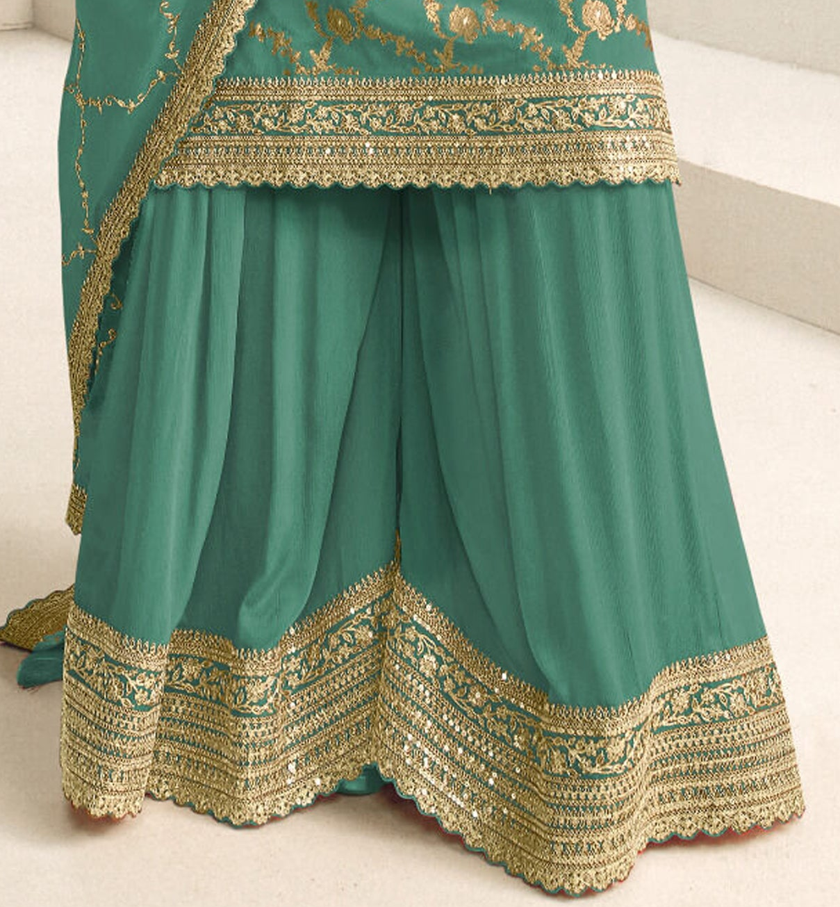 Green Stylish Wedding Look Palazzo Outfit 