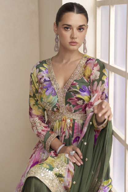 Women's Party Designer Floral Printed Palazzo 