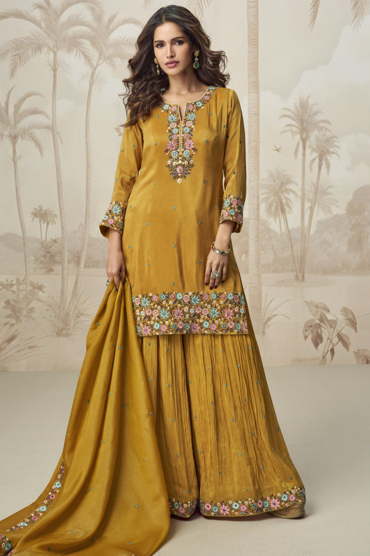 Indian Yellow Plazzo for a Sangeet – Reception Party outfit 