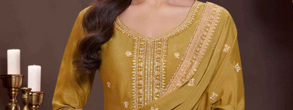 Ready-To-Wear Indian Palazzo Suit - Traditional Haldi Function Dress With Dupatta