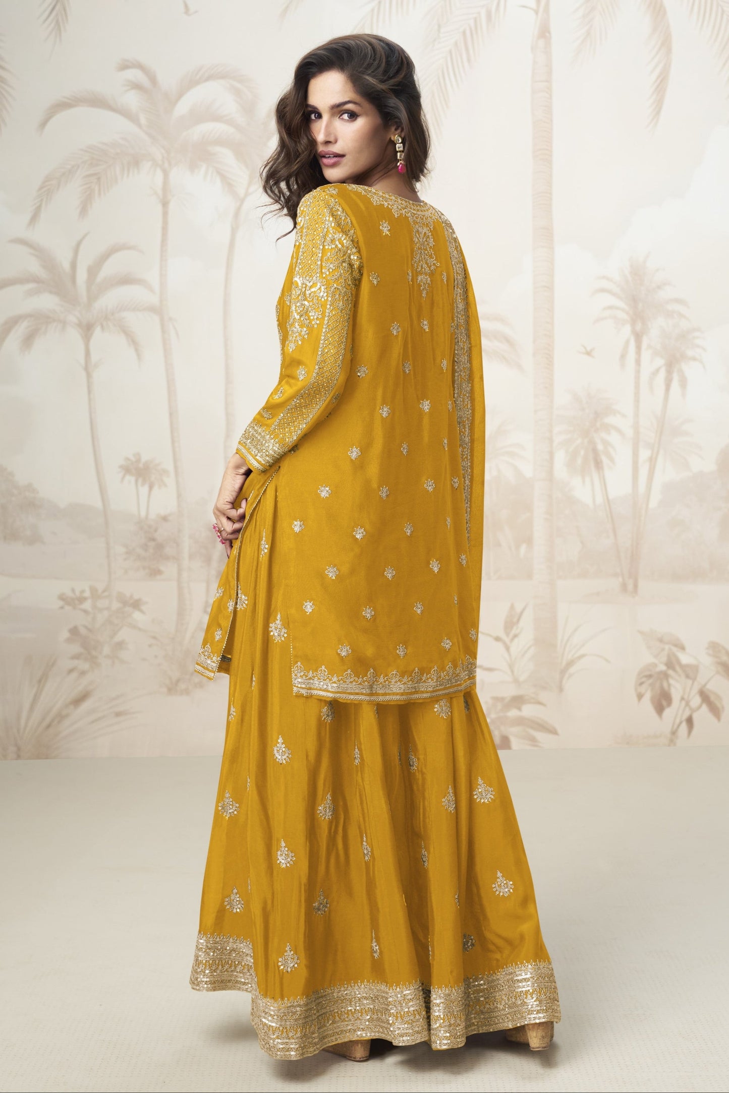 Women's Stitched Designer Ready To Wear Palazzo Suit 