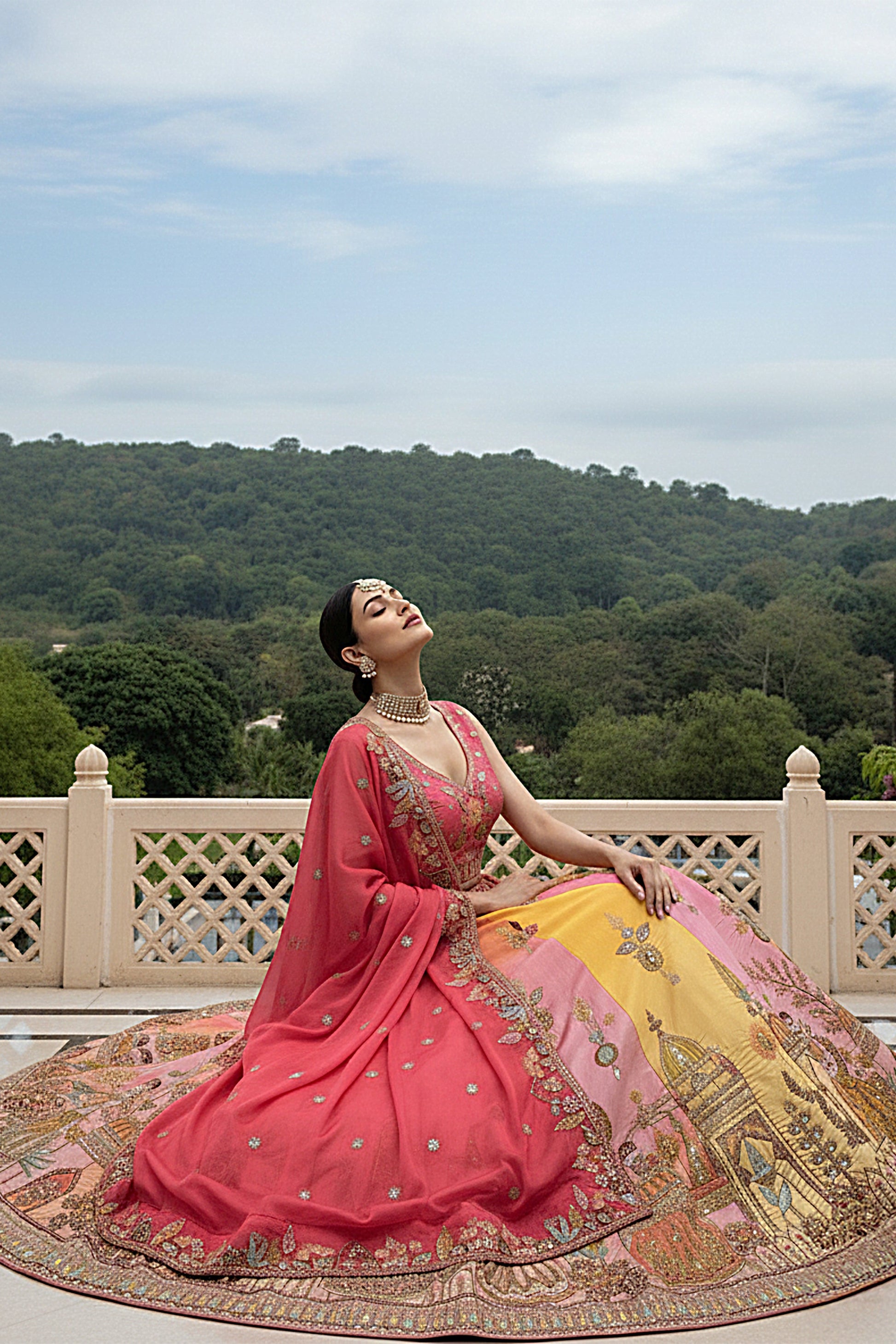 Indian Wedding Bridal Wear Heavy Embroidery Lehenga Choli For USA 