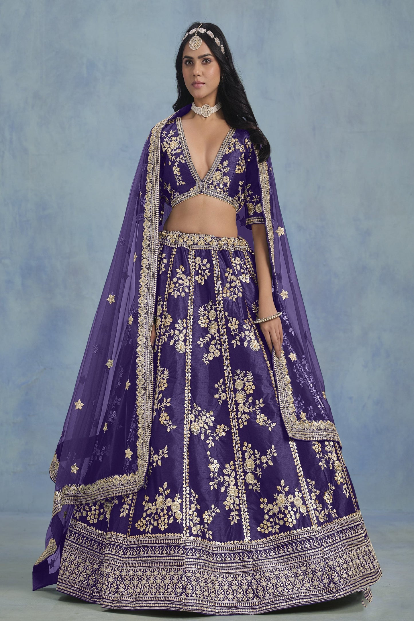 Newest Purple Colour lehenga Dress For Special Wedding-Reception