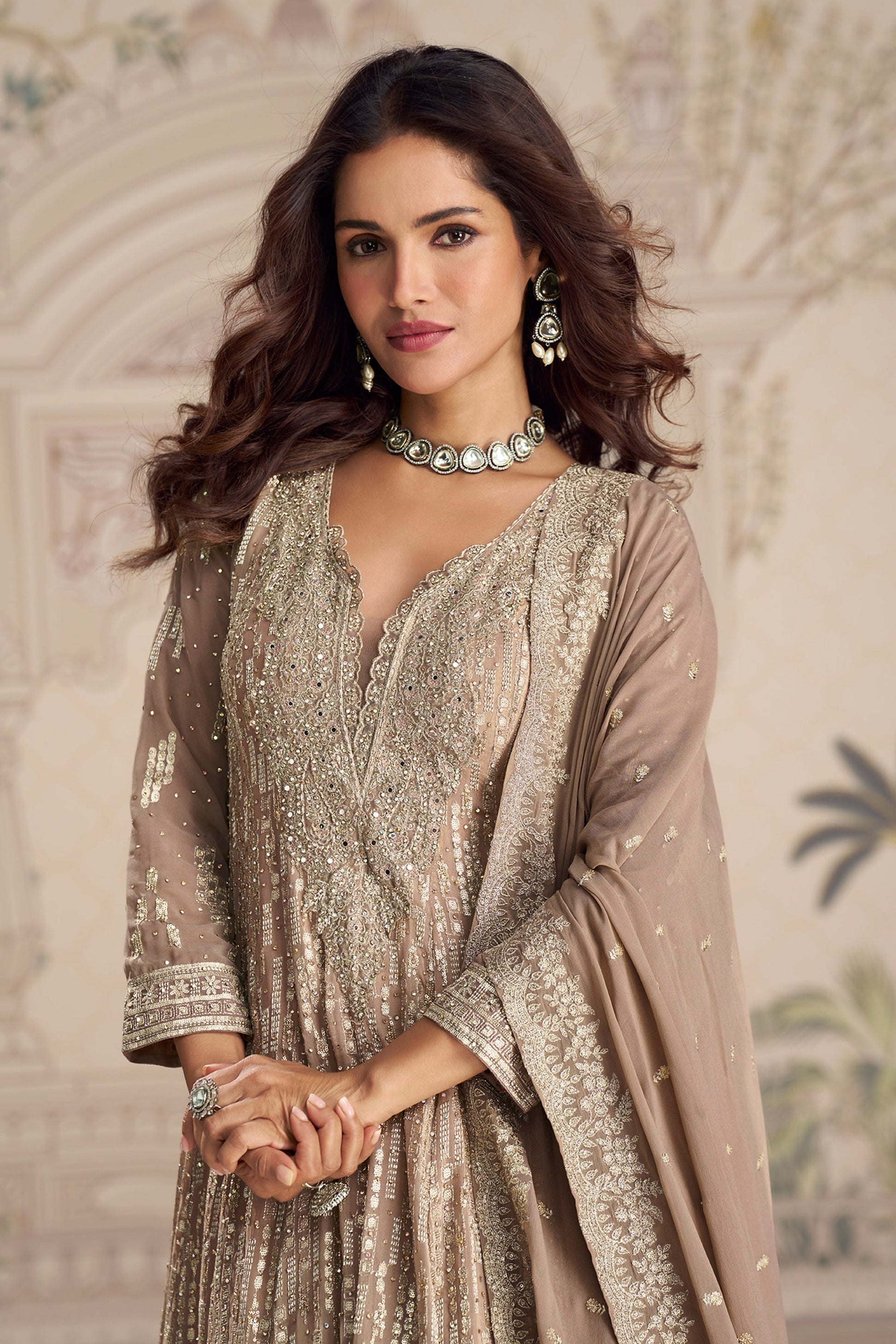 Woman wearing a traditional outfit  Heritage Look in Party & indian Wear Anarkali Gown
