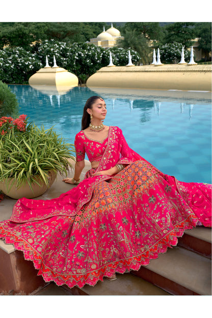 Heavy Embroidered Silk Lehenga Choli With Sequin And Stone Work Bridal Wear