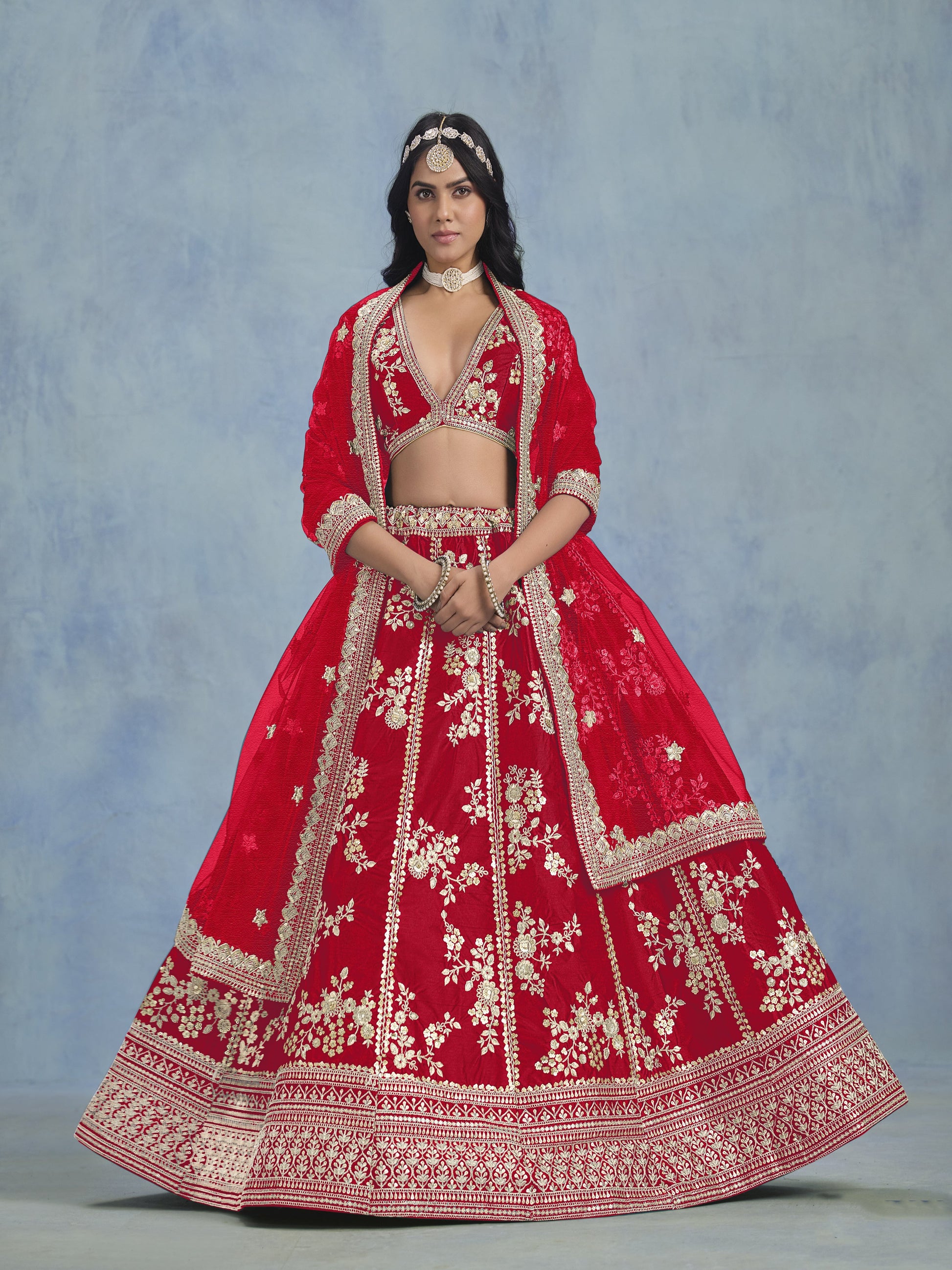 Red Lehenga for Diwali – Bright and bold, perfect for lighting up the night. 