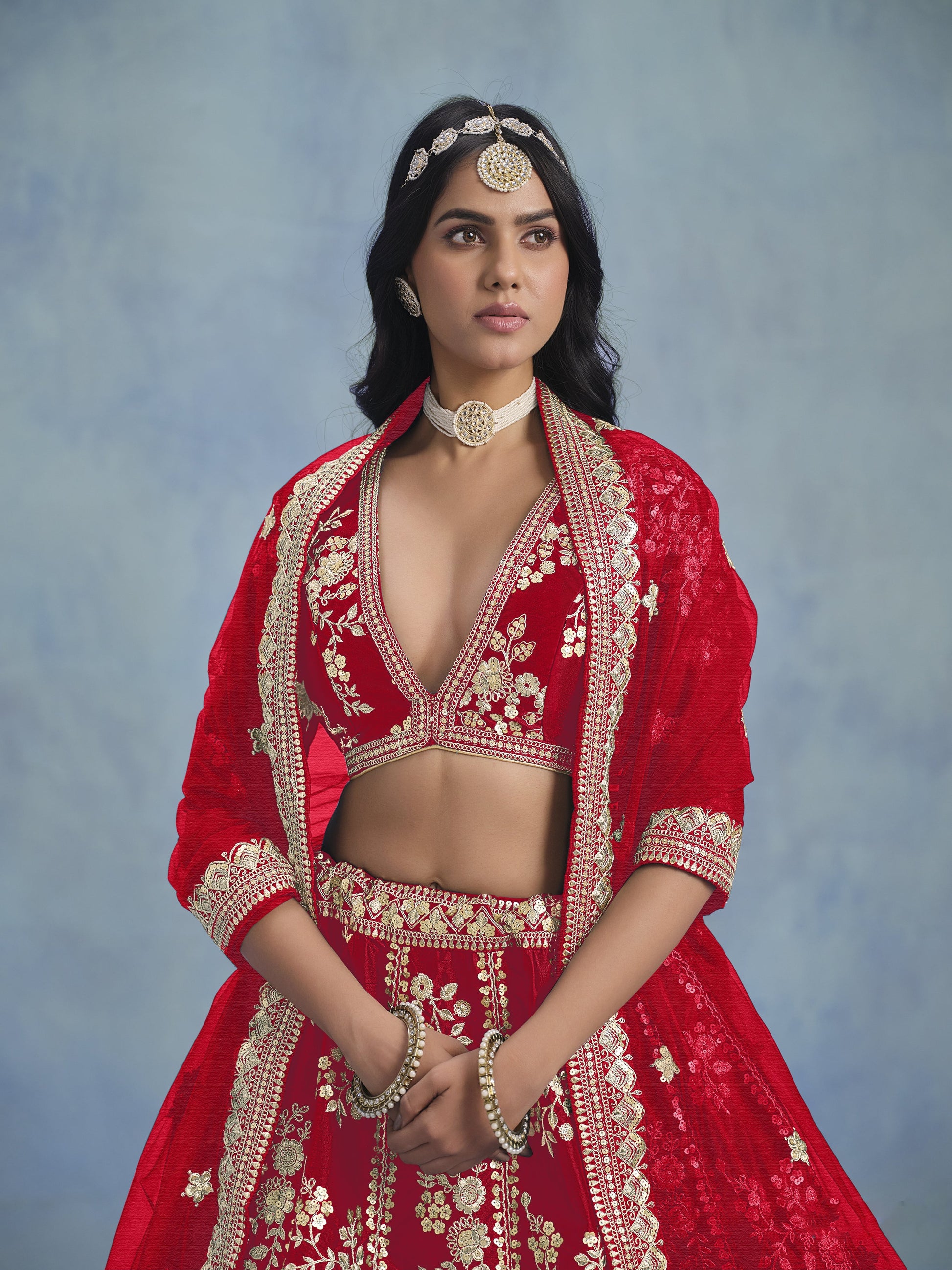 Red Lehenga for Diwali – Bright and bold, perfect for lighting up the night. 