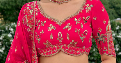 Traditional Pink Wedding Lehenga Choli Designer Outfit Front View