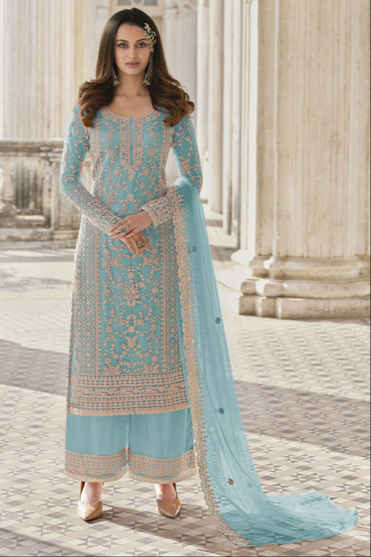 Women's Designer Pakistani Party Outfit Palazzo Dress 