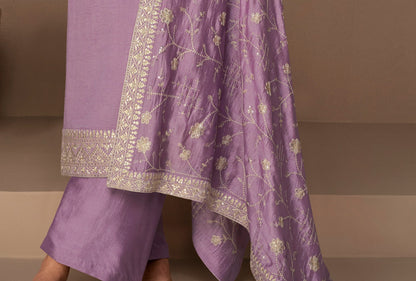 New design salwar kameez in lavender shade