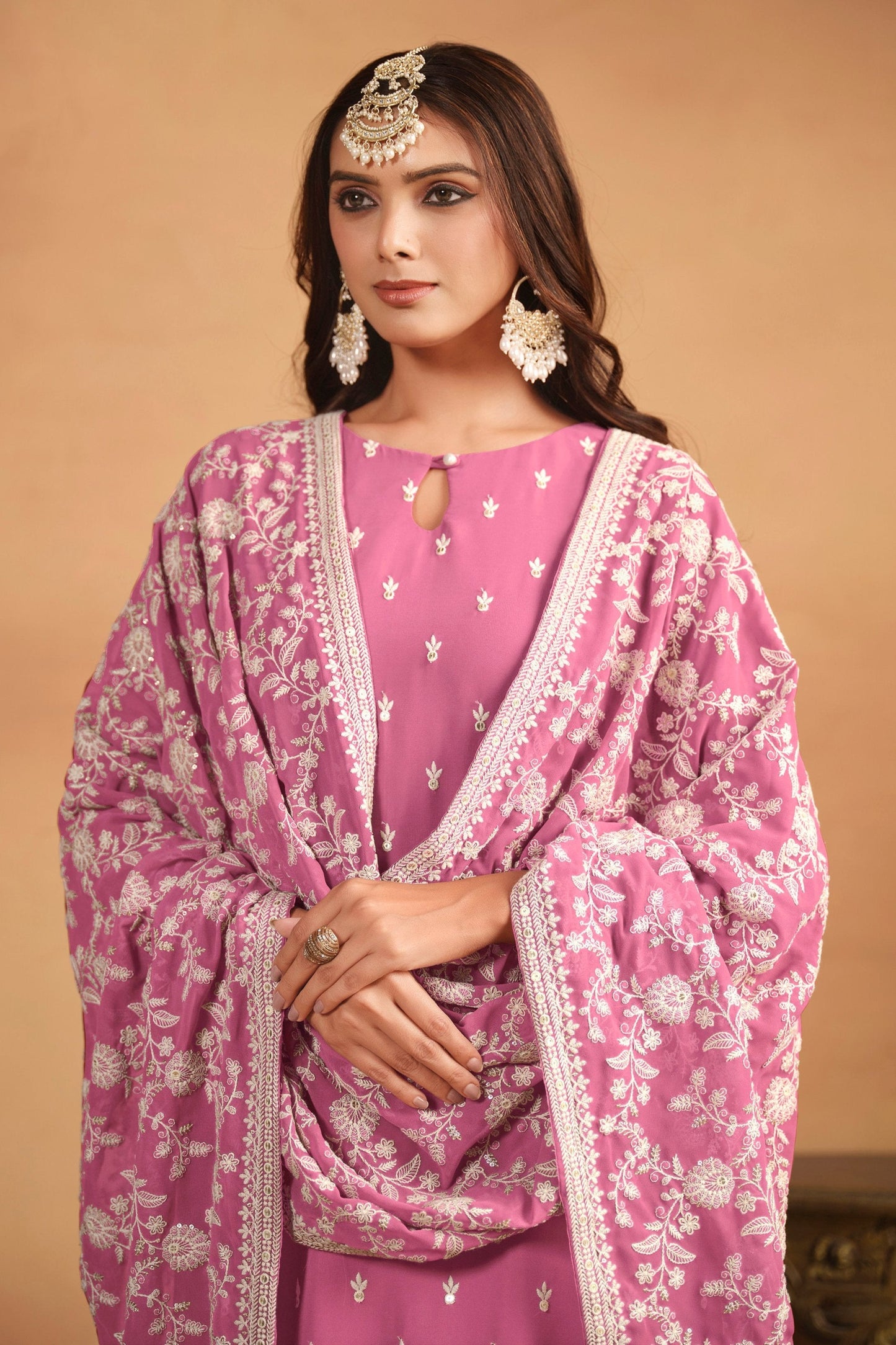 Pink Salwar Kameez Full Length View - Ready to Wear Indian Ethnic Dress