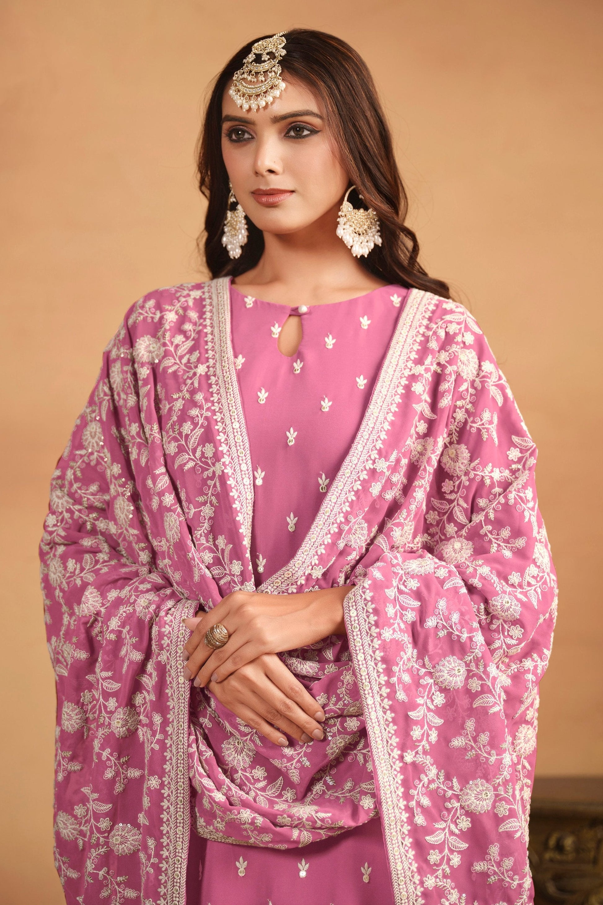 Pink Salwar Kameez Full Length View - Ready to Wear Indian Ethnic Dress