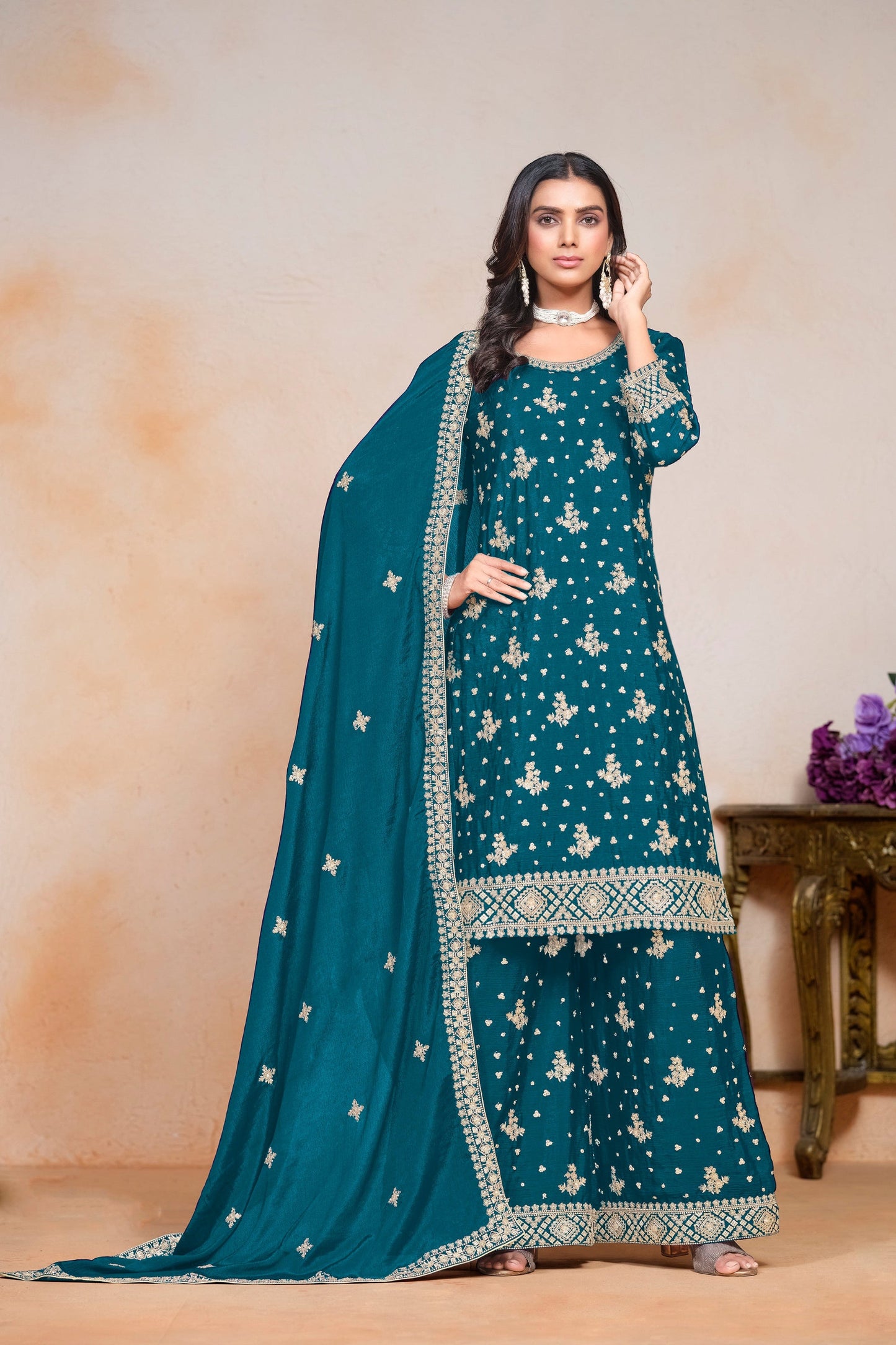 Women's Stitched Designer Heavy Palazzo For Wedding Function
