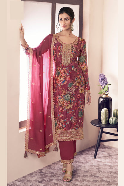 Wedding salwar kameez in dusty pink full front view