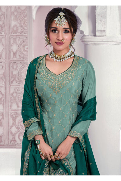 Heavy Embroidery Traditional Look Palazzo Suit 