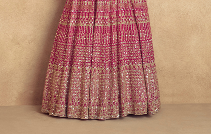 Pink Anarkali Dress Heavy Embroidery Worked Dupatta Suit for Women's