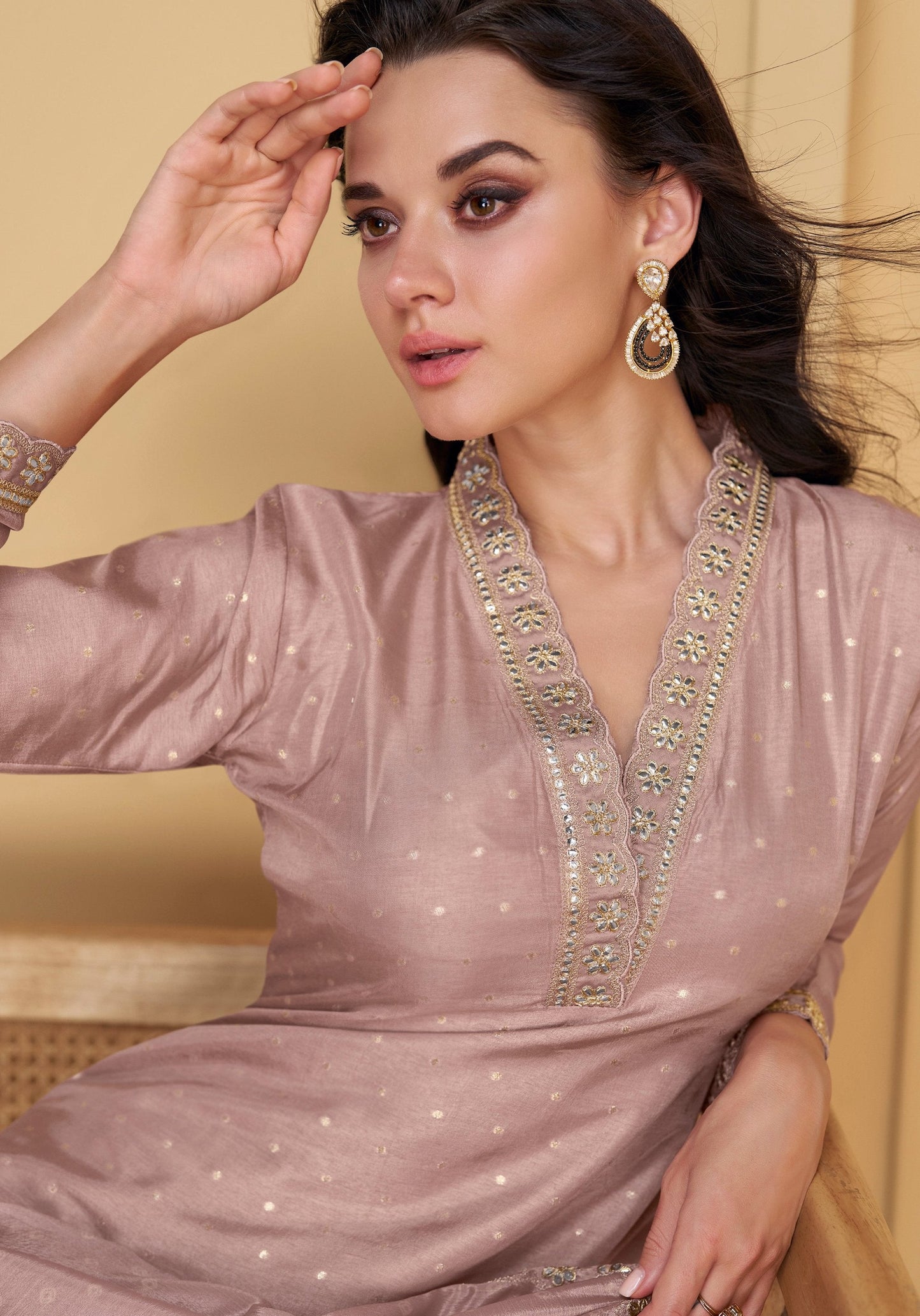 Lavender Embroidery Worked Indian Designer Salwar Kameez With Palazzo Pant Indian Wedding outfit