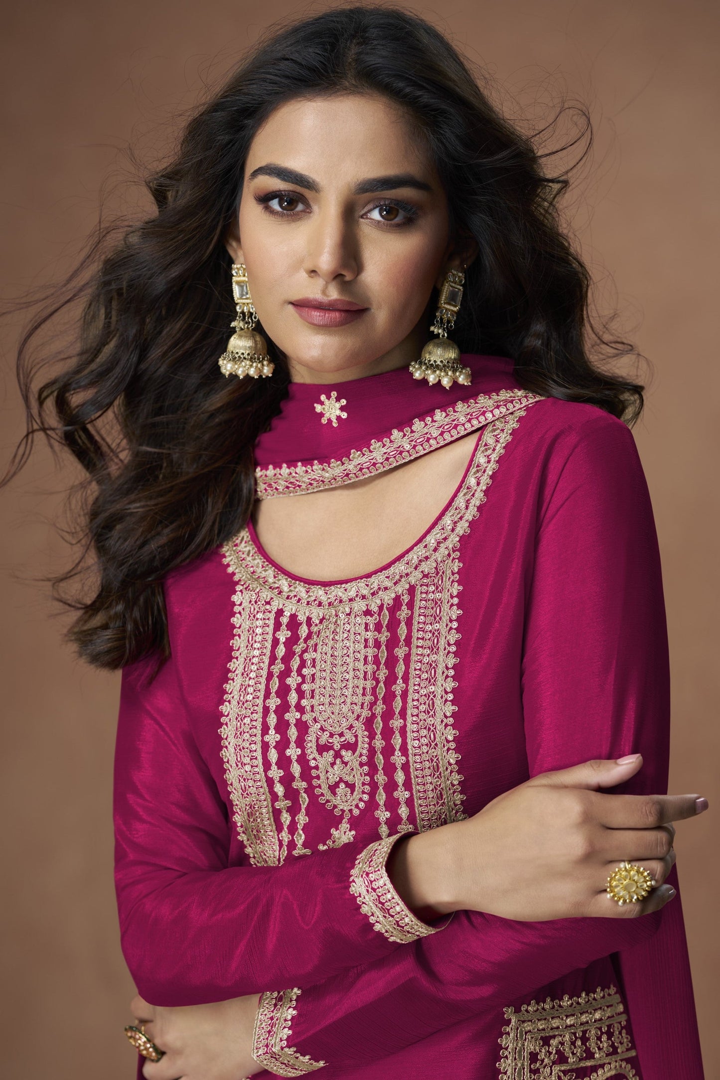 Pakistani Silk Designer Festival Outfit Palazzo With Dupatta