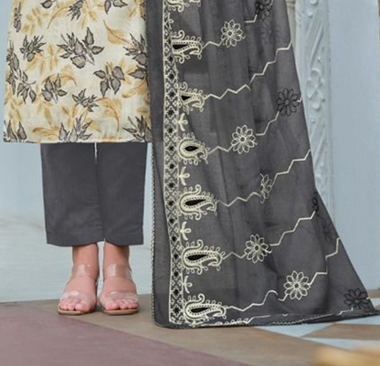 Pakistani designer cotton printed shalwar suit with embroidery work 