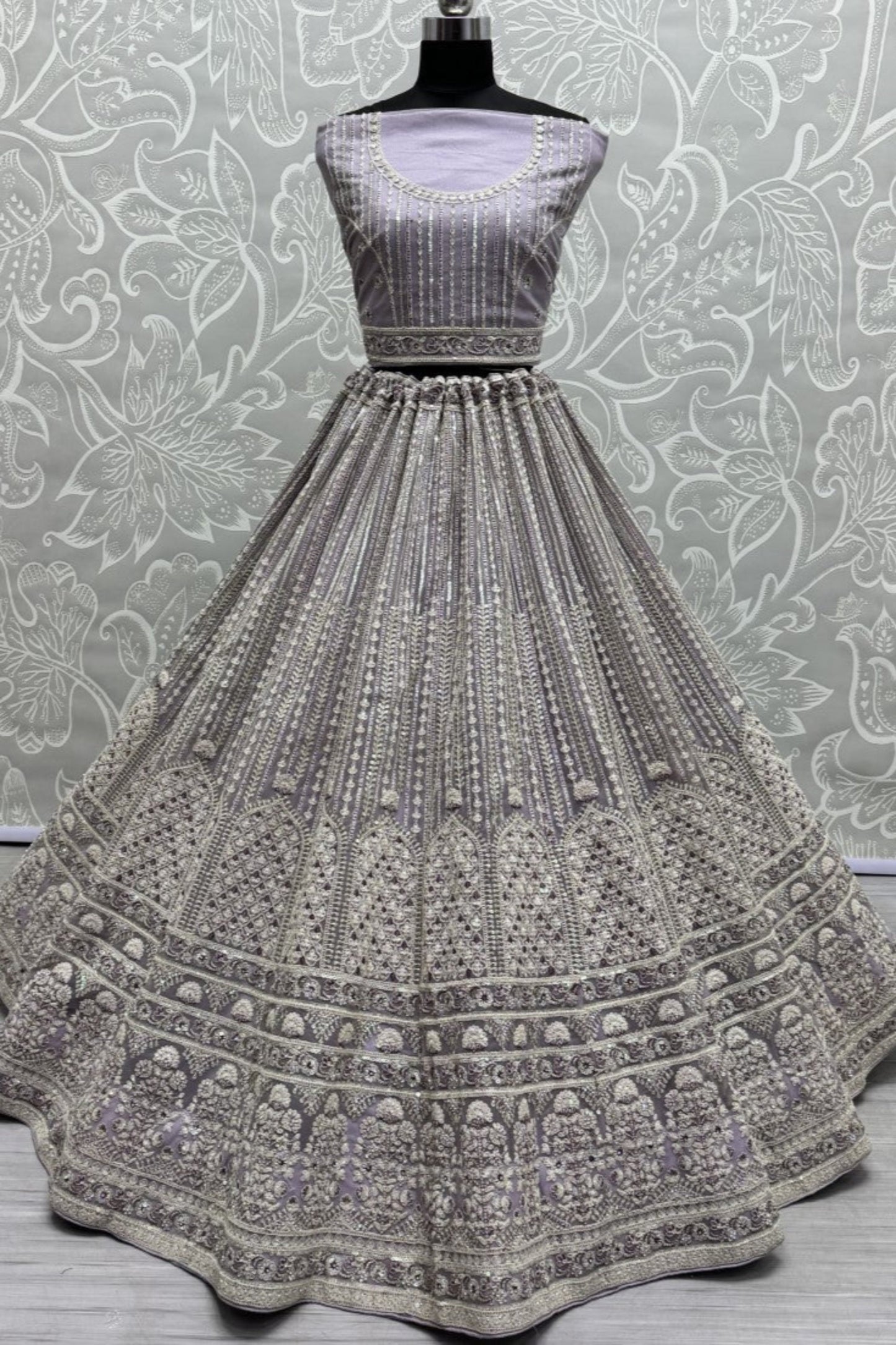 Glamorous Lavender Sequins & Dori Worked Engagement Wear Lehenga Choli