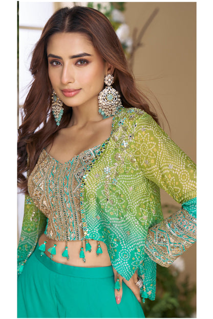 Indo Western Bridesmaid Dress With Jacket - Punjabi Palazzo Suit For Women