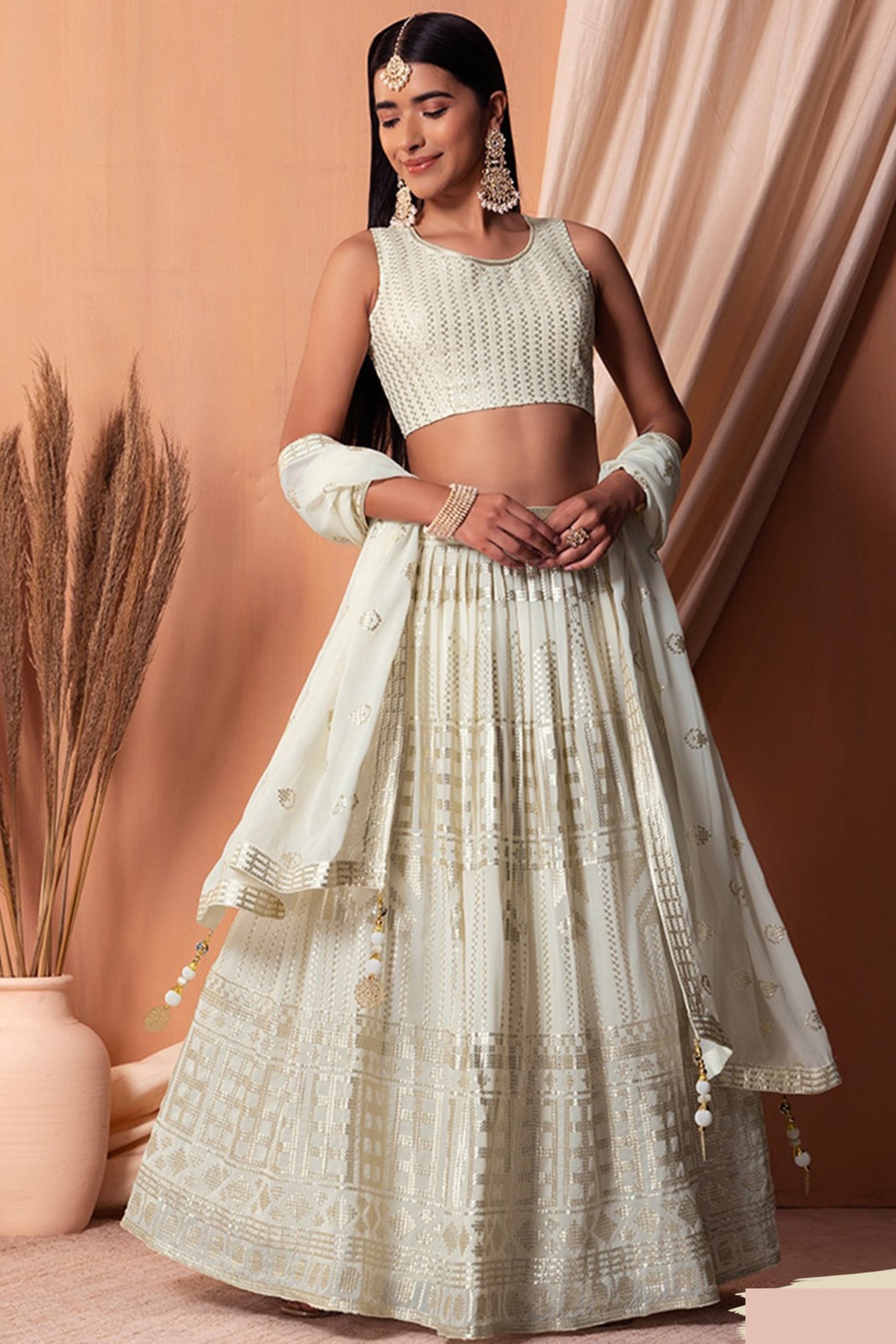 lehengas for Holi events in America." 