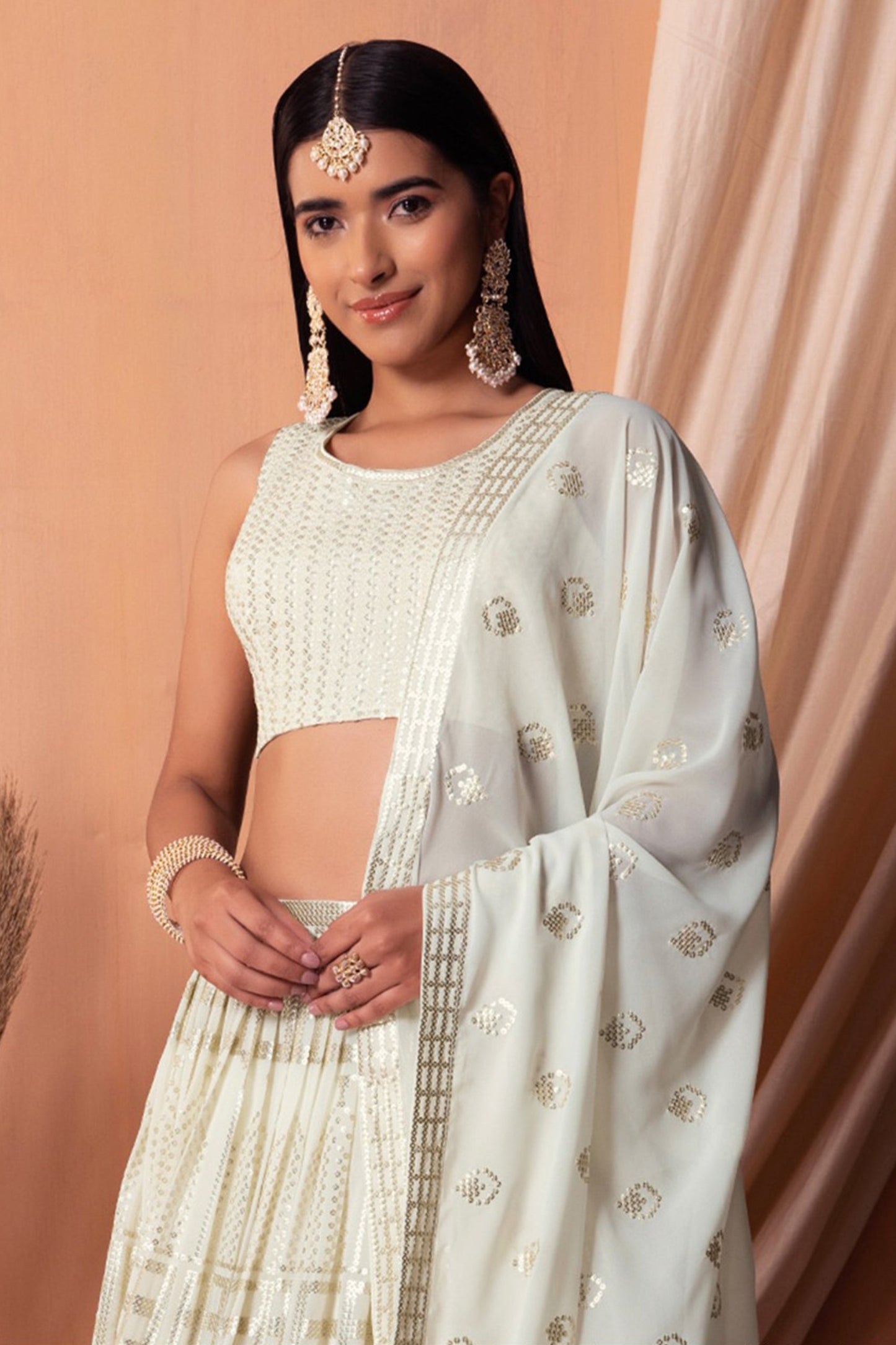 lehengas for Holi events in America." 