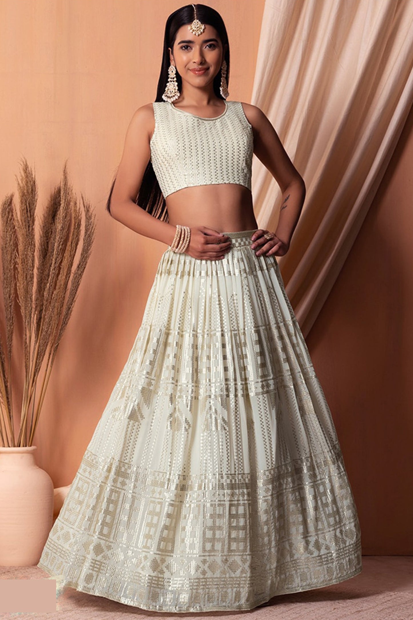 lehengas for Holi events in America." 