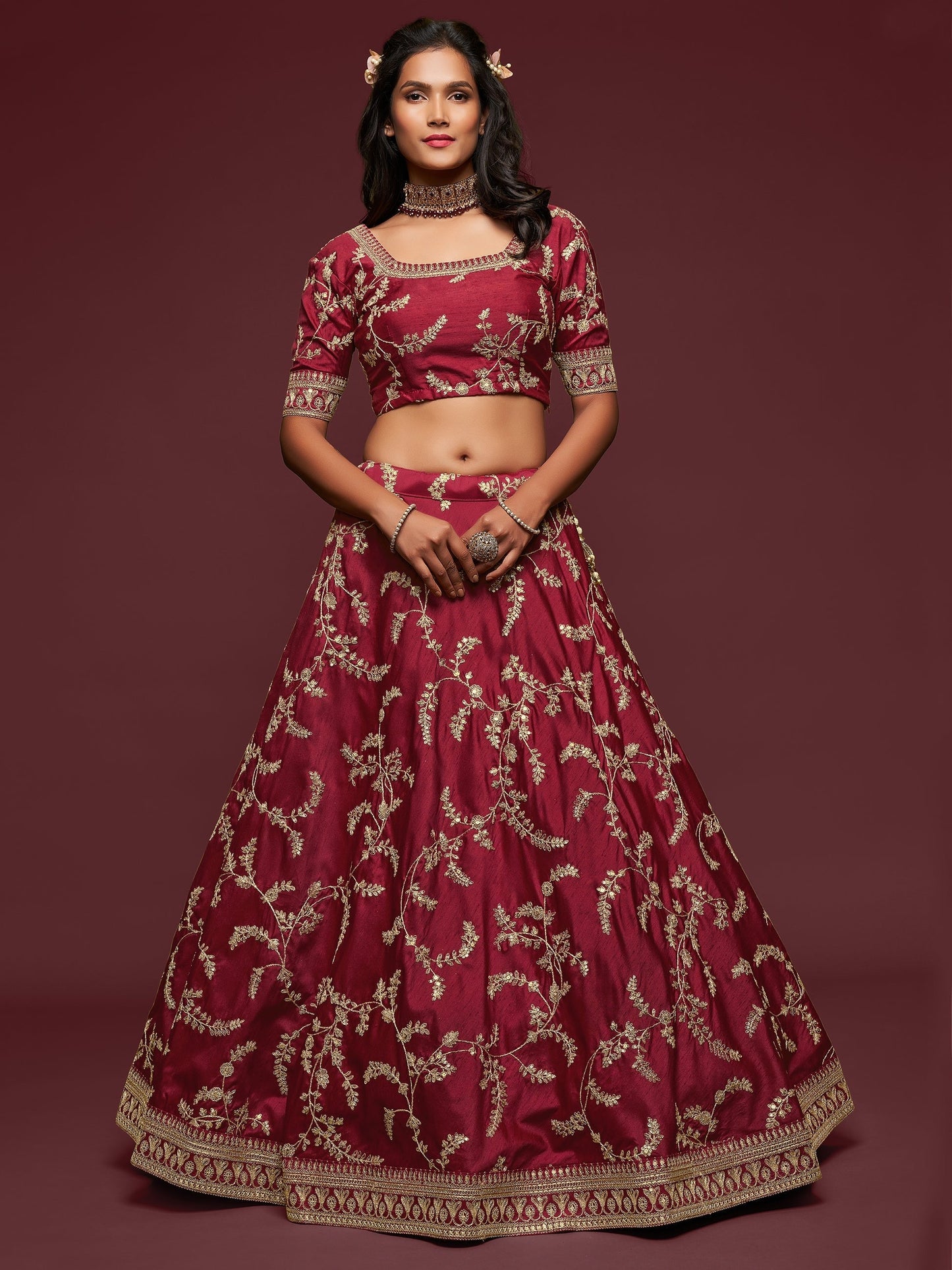 "Celebrate Indian roots in the U.S. with our lehengas."