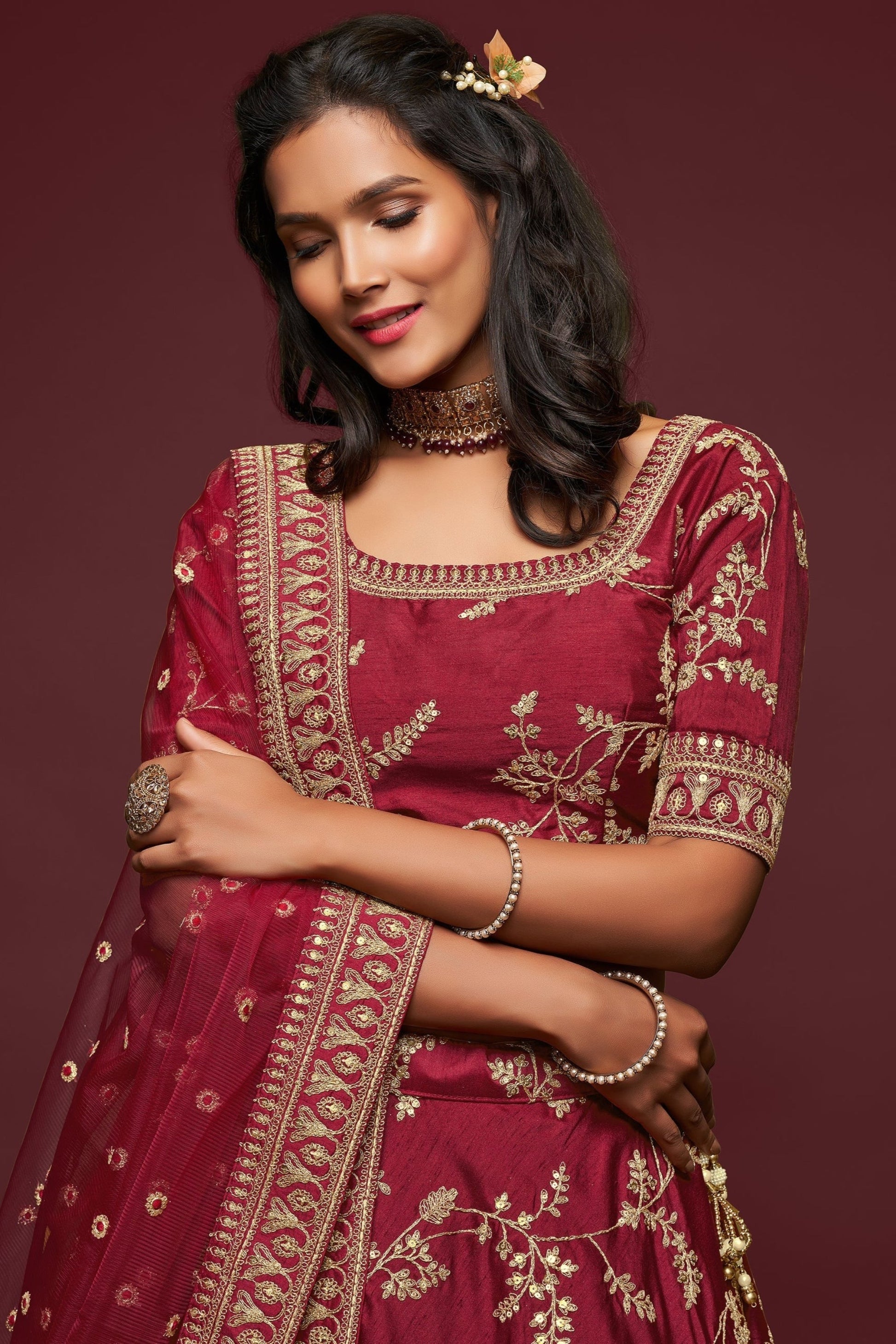 "Celebrate Indian roots in the U.S. with our lehengas."