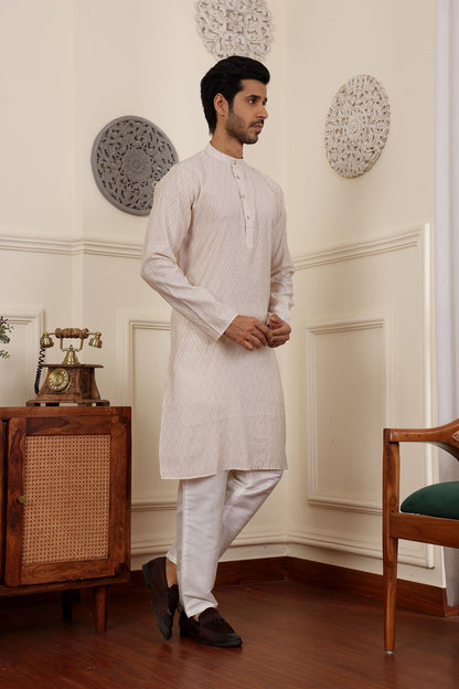 grey kurta for men with woven designer work