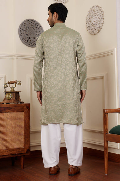 olive green kurta  traditional men outfit
